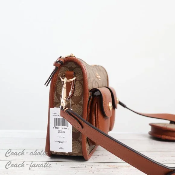 NWT Coach C5675 Pennie Crossbody With Coin Case In Signature Canvas Khaki - Picture 4 of 15